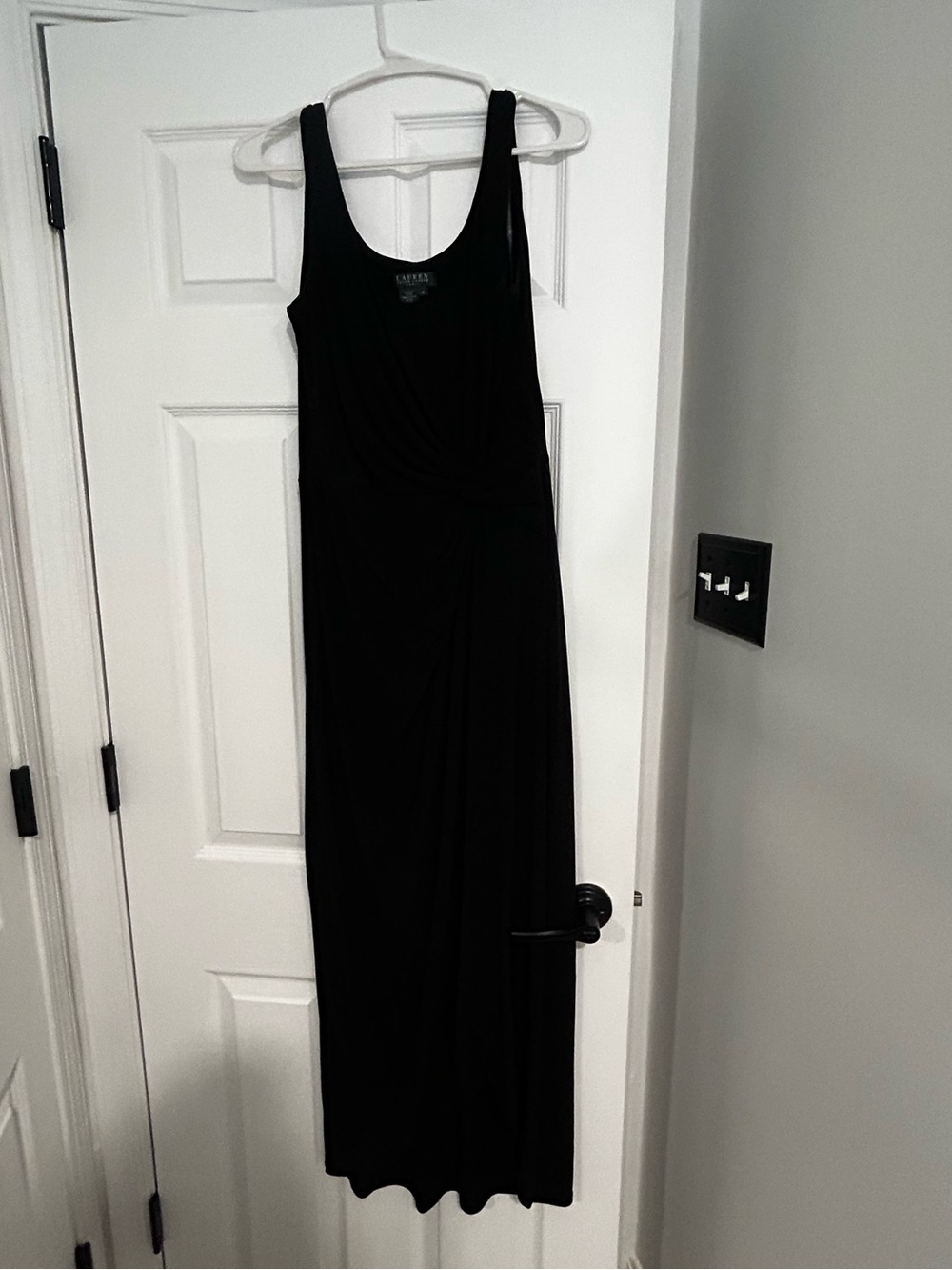 Lauren Ralph Lauren Black Sleeveless Twist Front Maxi Dress, 8